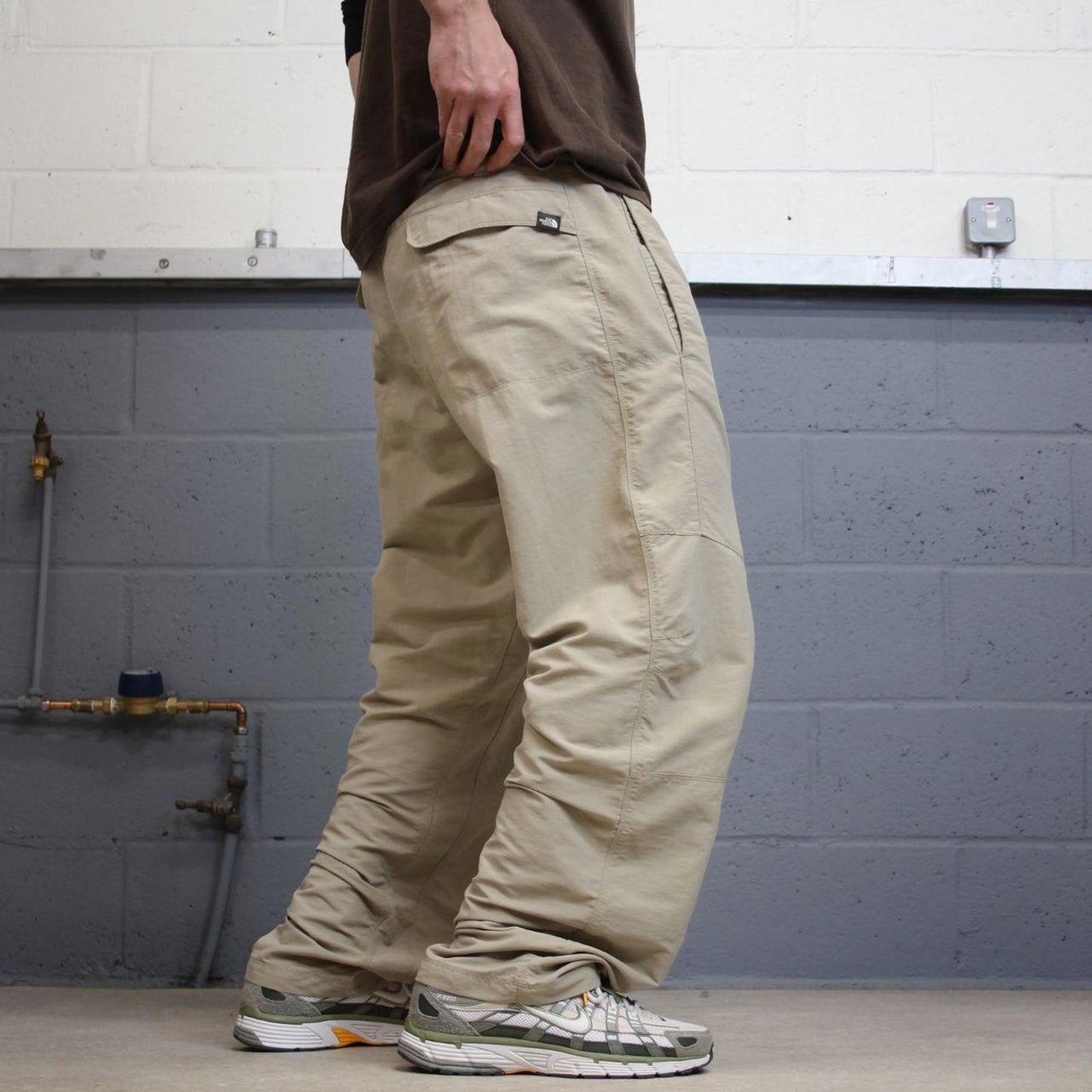 Y2K The North Face technical pants beige Loose hiking style TNF trousers embroidered