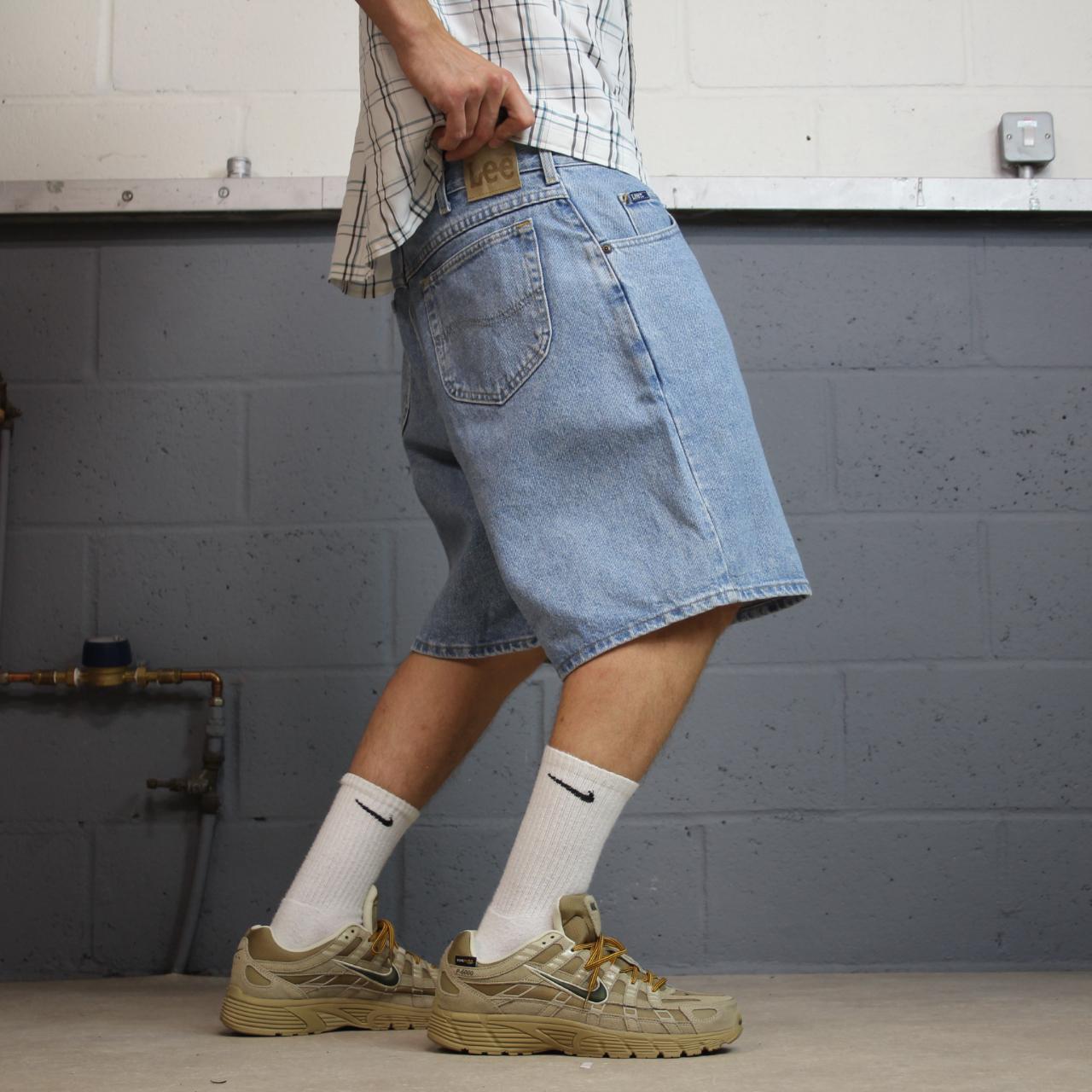 Lee baggy denim shorts y2k blue Loose skate style summer shorts