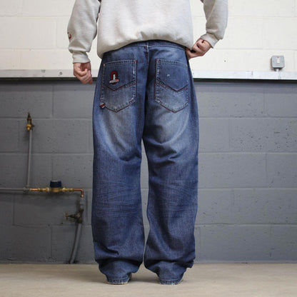 Vintage y2k embroidered COOGI jeans W34L34 loose blue denim embroidered skate style hip hop pants