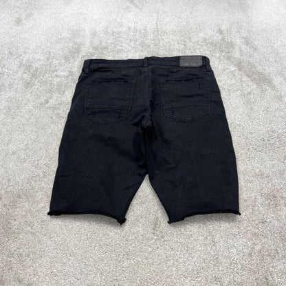 Y2k distressed denim shorts black W32 Jordan Craig summer ripped jorts