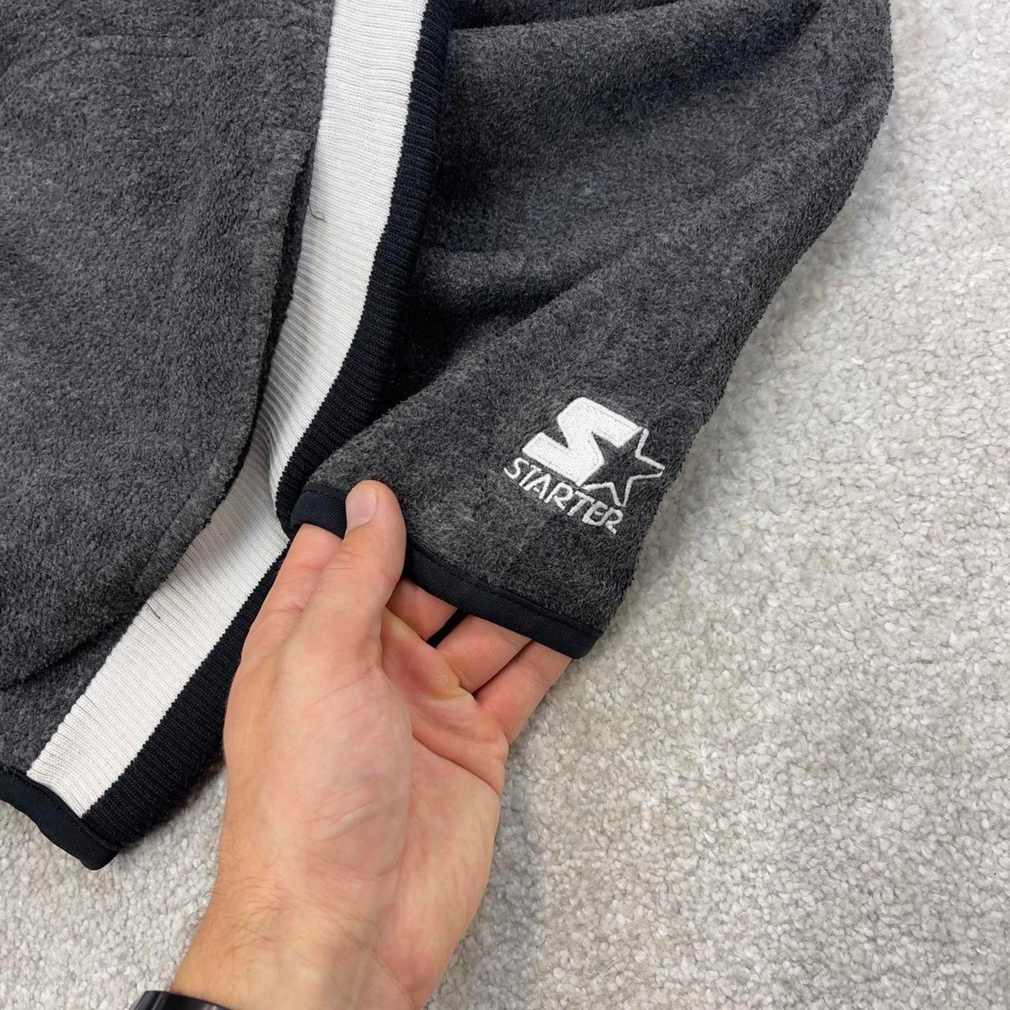 Grey Starter technical half zip up fleece Medium y2k style autumn boxy fit