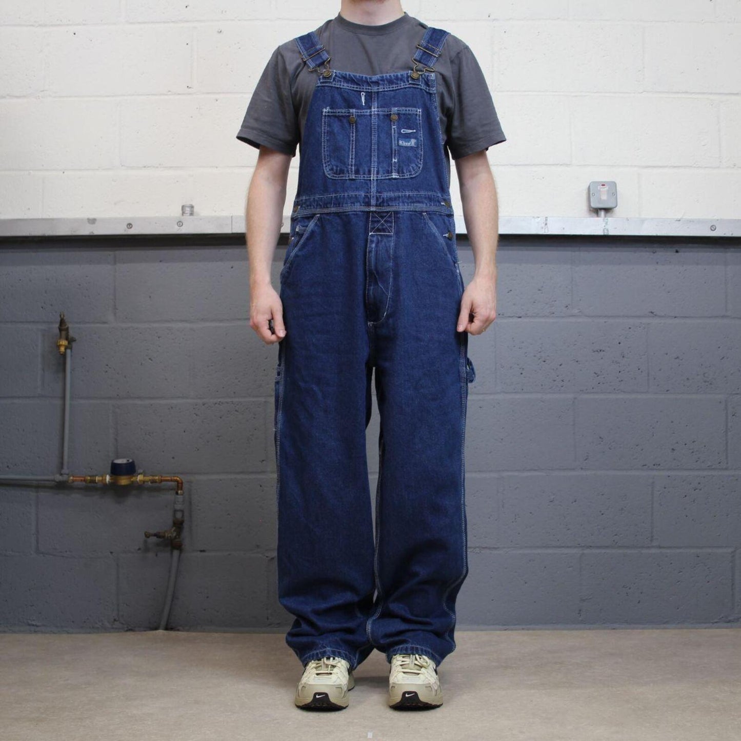 Baggy denim dungarees RK Brand blue Vintage farmer bib & brace utility overalls