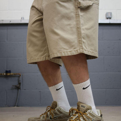 Baggy carpenter shorts canvas cargo tan Blue Mountain skater style surf jorts