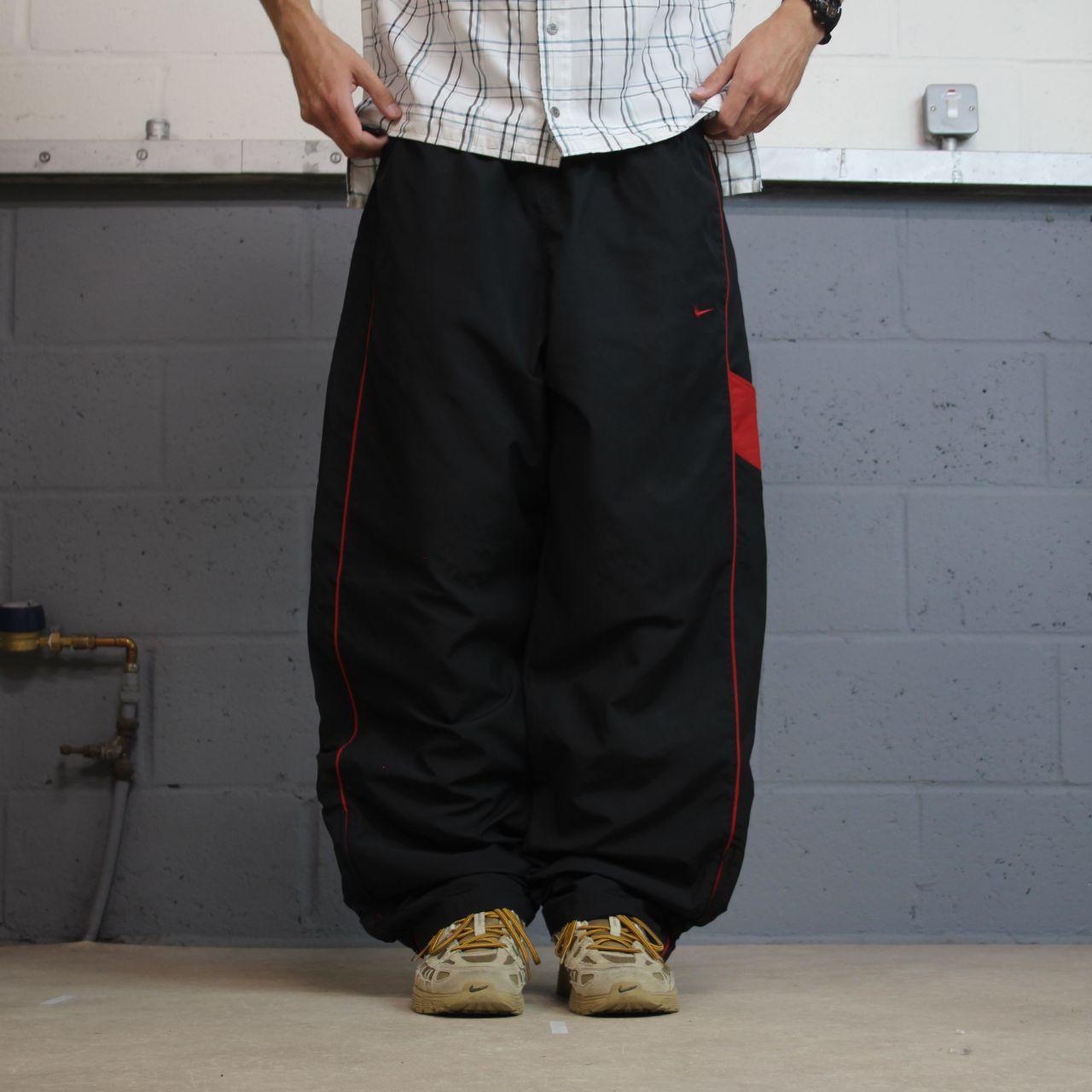 Y2K Nike baggy tracksuit bottoms black XXL wide leg Mesh lining, drawstring & elasticated waist