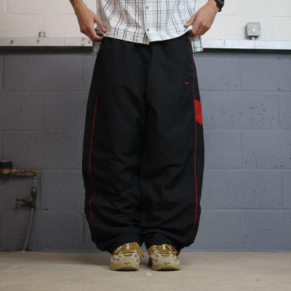 Y2K Nike baggy tracksuit bottoms black XXL wide leg Mesh lining, drawstring & elasticated waist