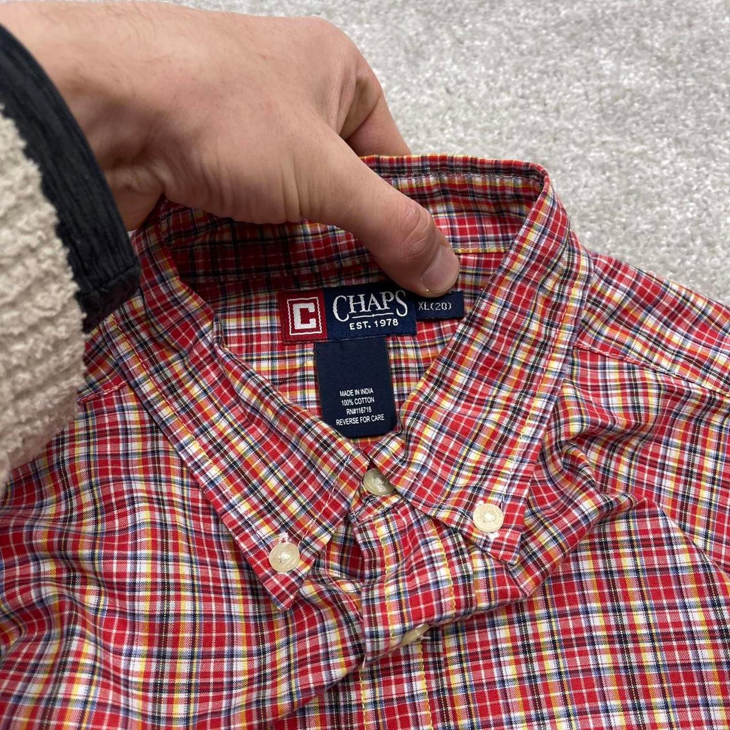 Y2K CHAPS checkered plaid shirt red Long sleeve check button down