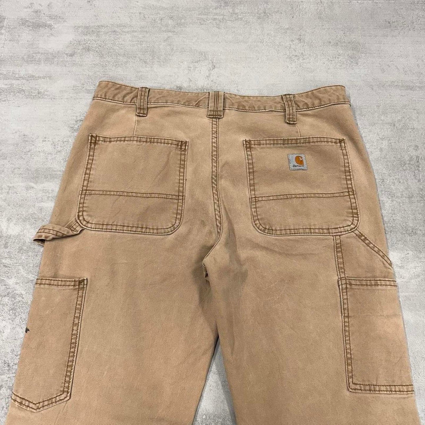 Tan Carhartt carpenter pants size 8 W32L31 original fit cargo 90s style pants