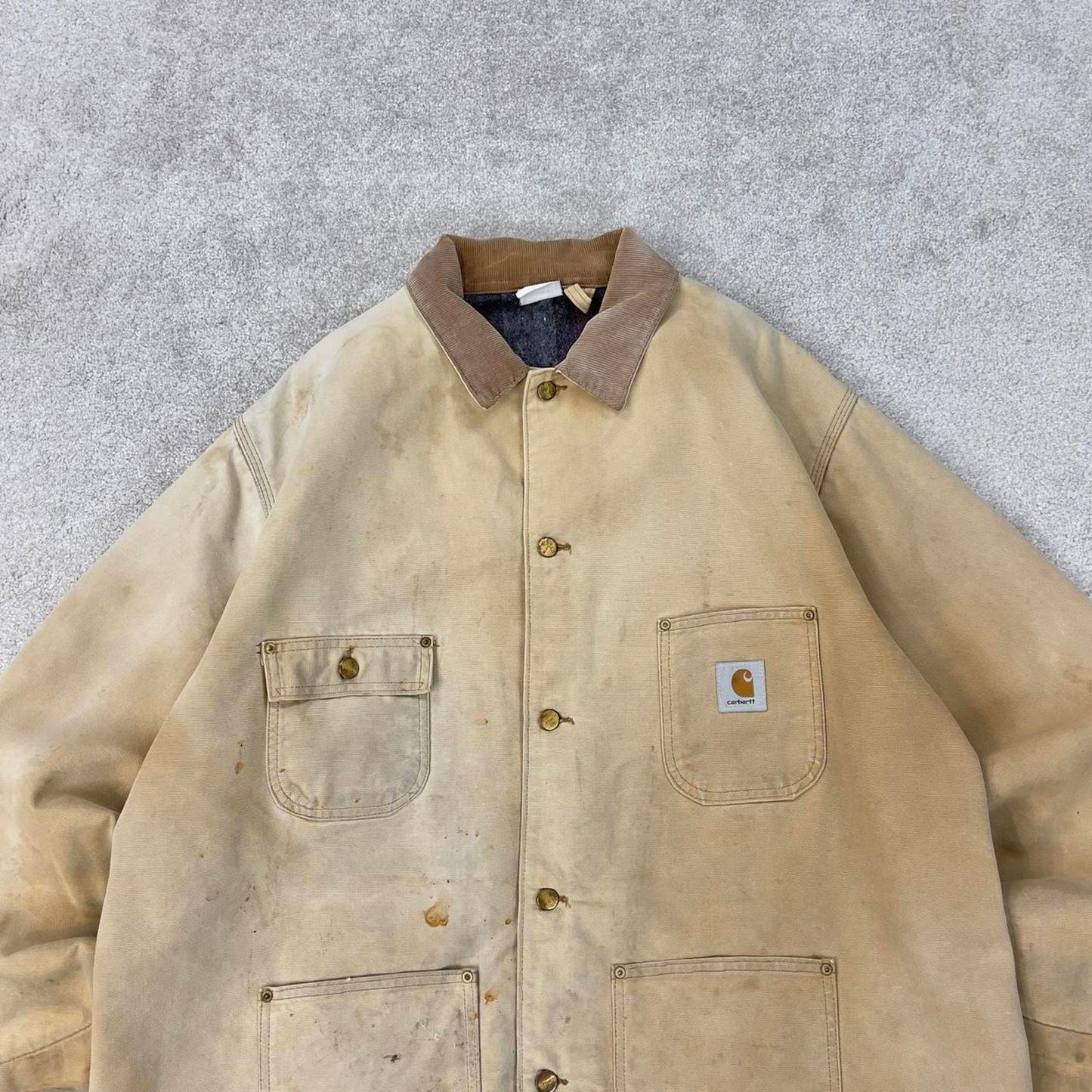 Vintage Carhartt Michigan jacket XXL tan chore canvas worker coat