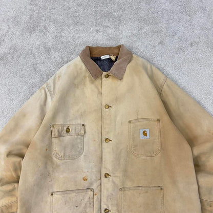 Vintage Carhartt Michigan jacket XXL tan chore canvas worker coat