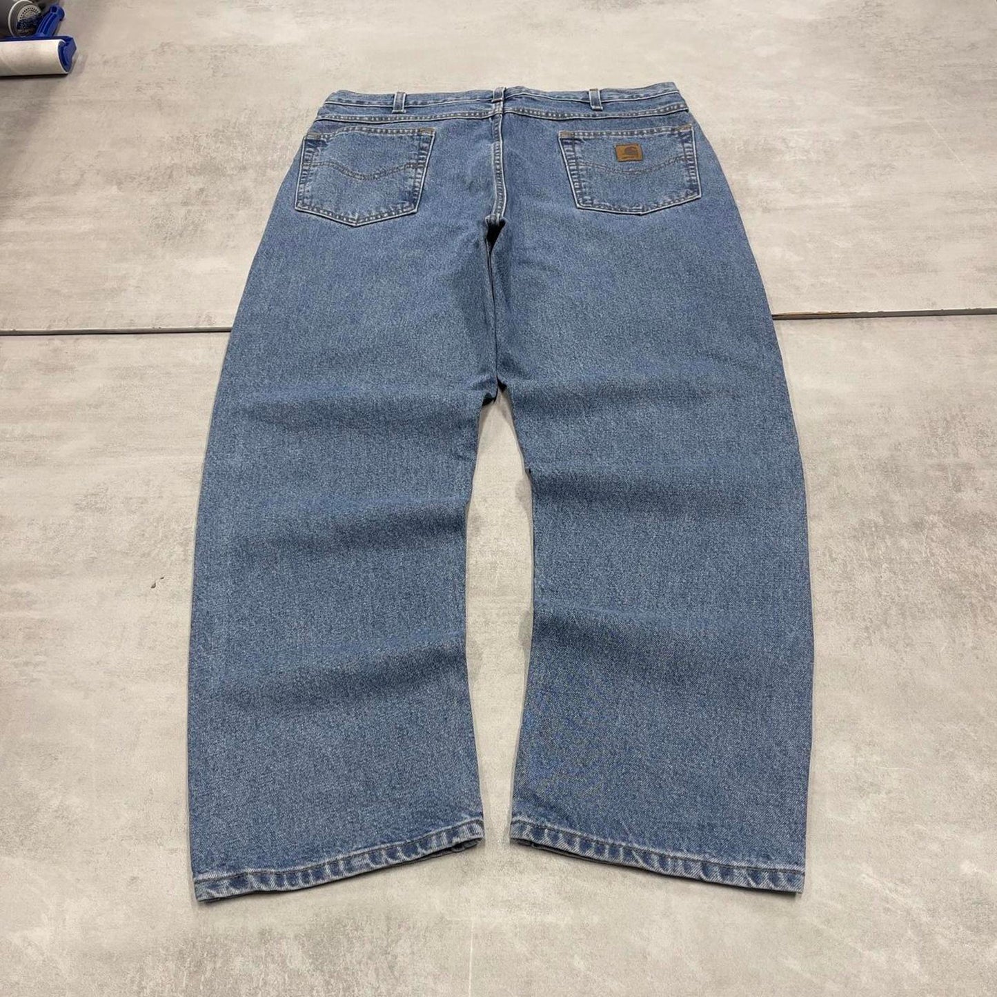 Blue Carhartt jeans W38L32 vintage 90s skater style relaxed fit loose 5 pocket pants