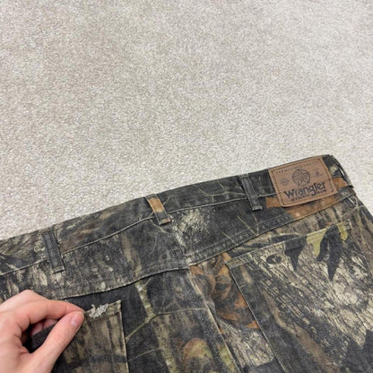 Wrangler camo double knee jeans khaki Loose leg denim tree camouflage hunting pants