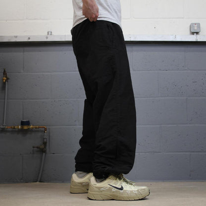 Vintage baggy tracksuit bottoms cuffed black Loose JWOD mesh lined double knee track pants