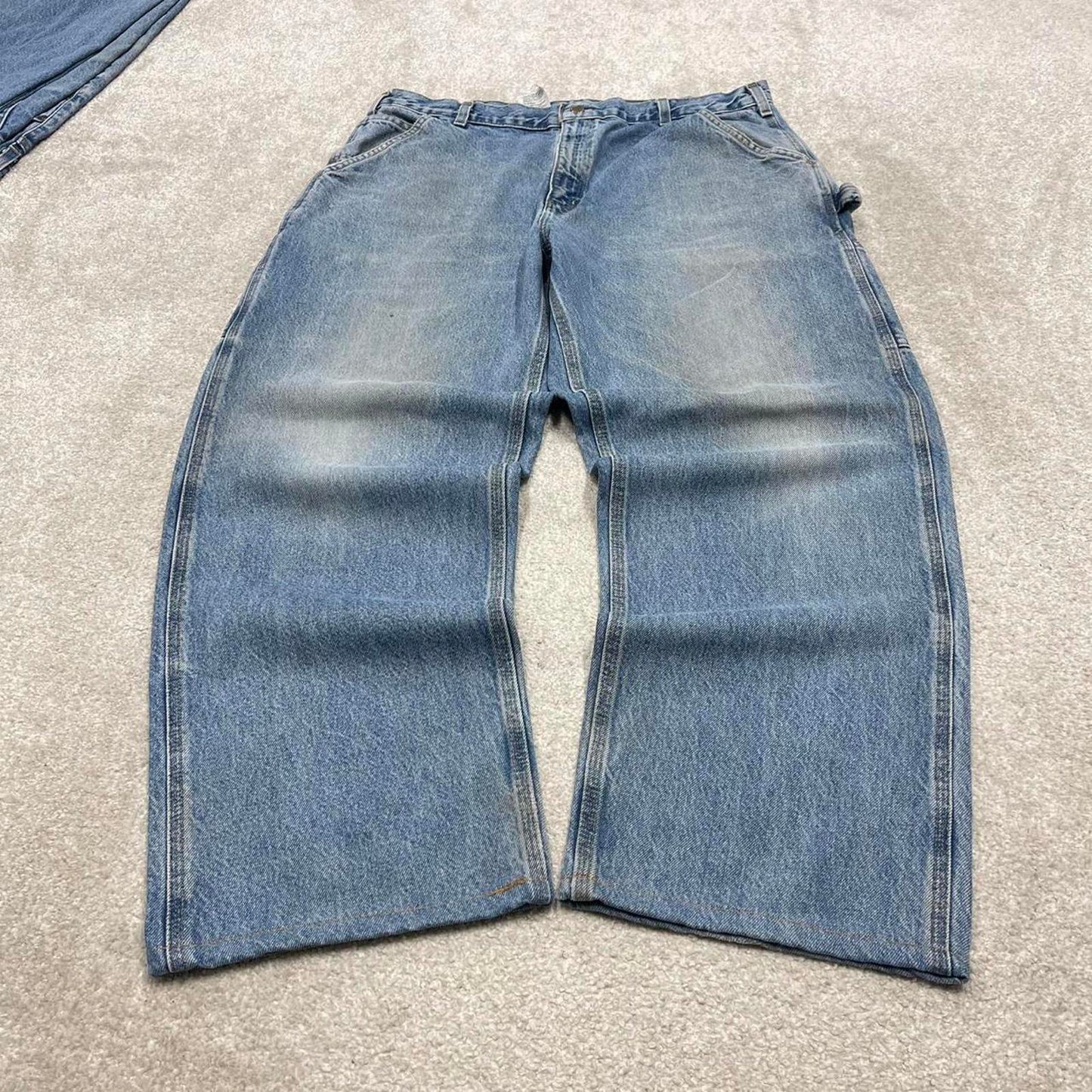 Blue Carhartt carpenter jeans W38L30 loose baggy denim original fit 90s skater style cargo pants