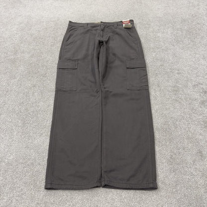 Wrangler fleece lined cargo pants y2k grey Straight leg skater work utility pants