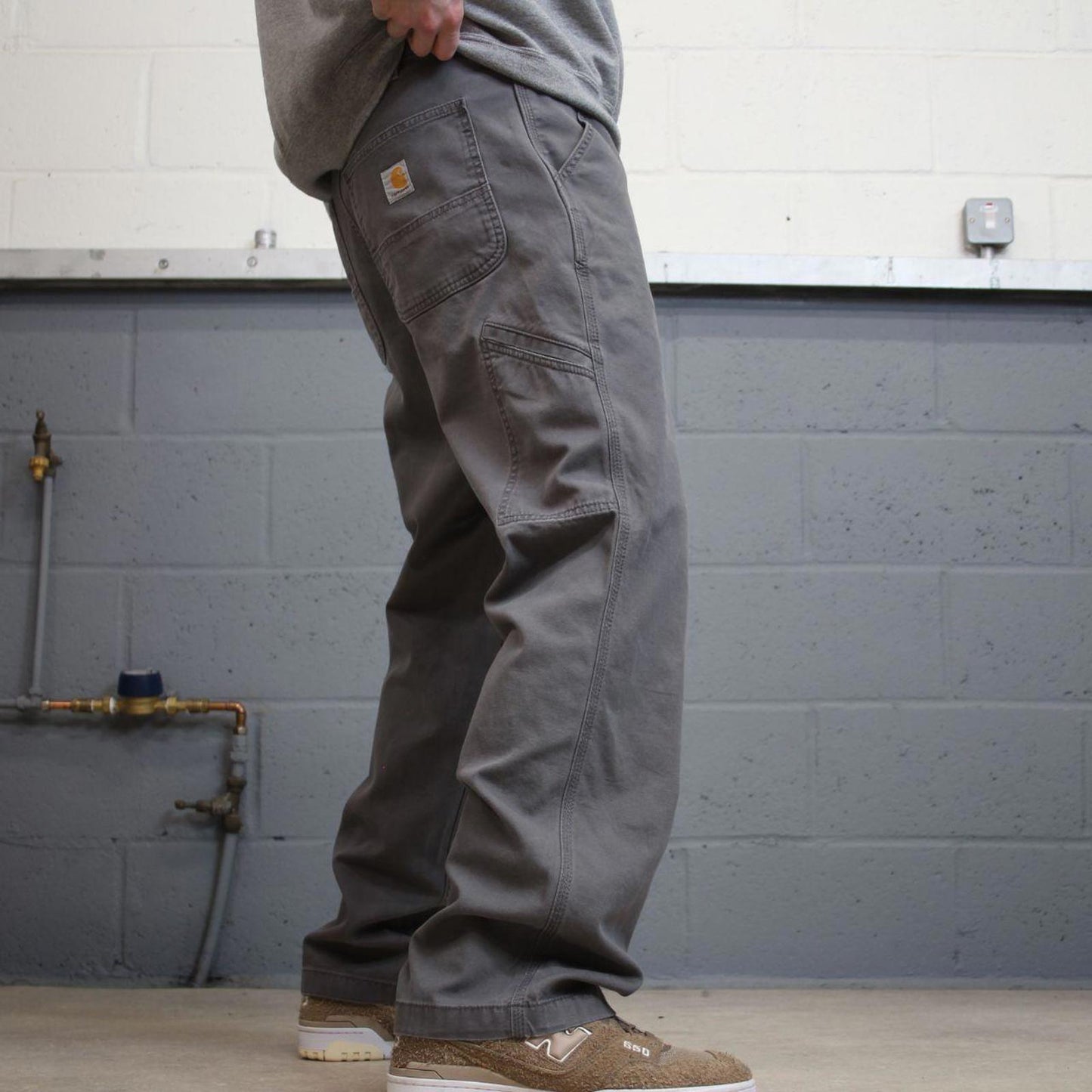 Y2K Carhartt work pants relaxed fit grey Canvasy skater cargo carpenter trousers