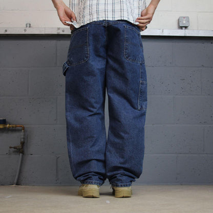 Wrangler carpenter jeans y2k blue loose leg denim Loose skater 2000s style cargo pants