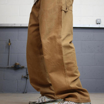 Baggy Dickies carpenter jeans W40L30 tan brown wide leg 90s style canvas cargos