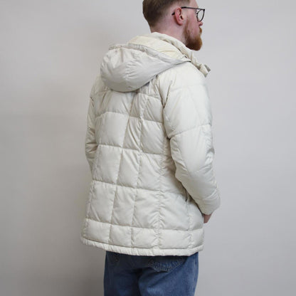 Women's North Face jacket M cream tnf 600 down hooded puffer coat