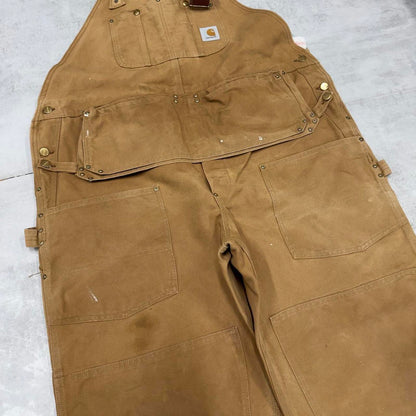 Vintage Carhartt dungarees W48L32 mens canvas overalls tan utility worker