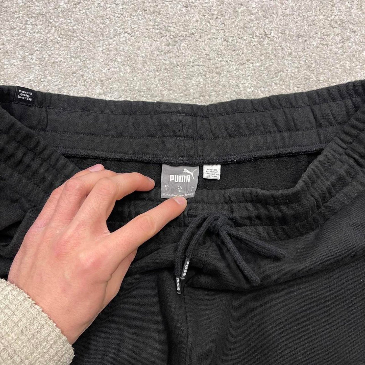 Vintage y2k Puma sweatpants black Loose drawstring gym joggers track pants