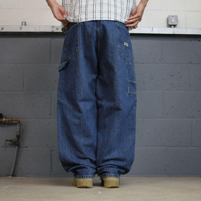 Baggy Wrangler carpenter jeans y2k blue denim Loose leg skater 2000s style cargo pants