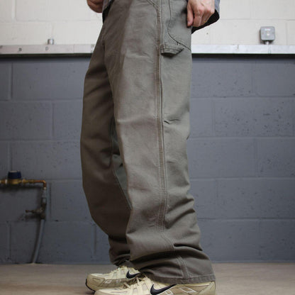 Denim carpenter jeans y2k W34L32 khaki grey Loose straight leg skater style work cargos