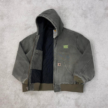 Vintage Green Carhartt hooded active jacket XXL canvas bomber