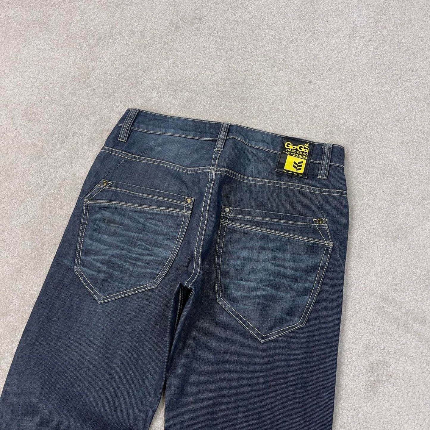 Blue Gio Goi jeans W34L34 blue loose straight y2k 00s style jeans waist patch