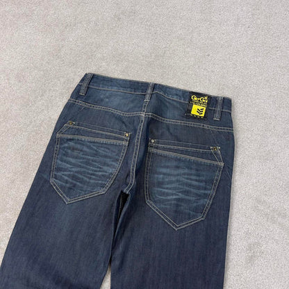 Blue Gio Goi jeans W34L34 blue loose straight y2k 00s style jeans waist patch
