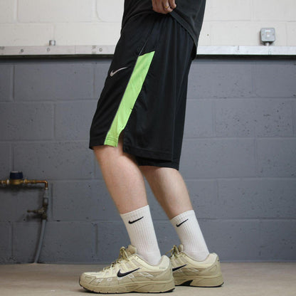 Nike sports shorts y2k loose black green Dri-Fit comfy floaty summer gym shorts