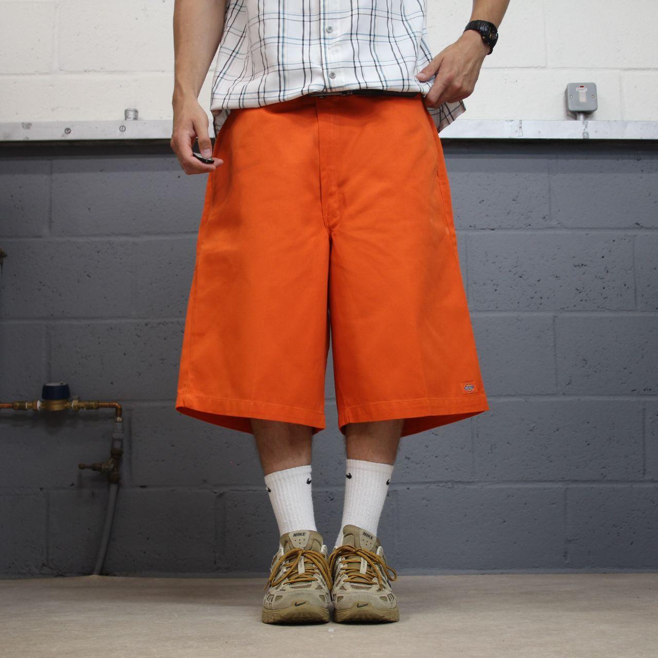 Baggy Dickies chino shorts carpenter orange Chino style skater shorts long wide leg festival