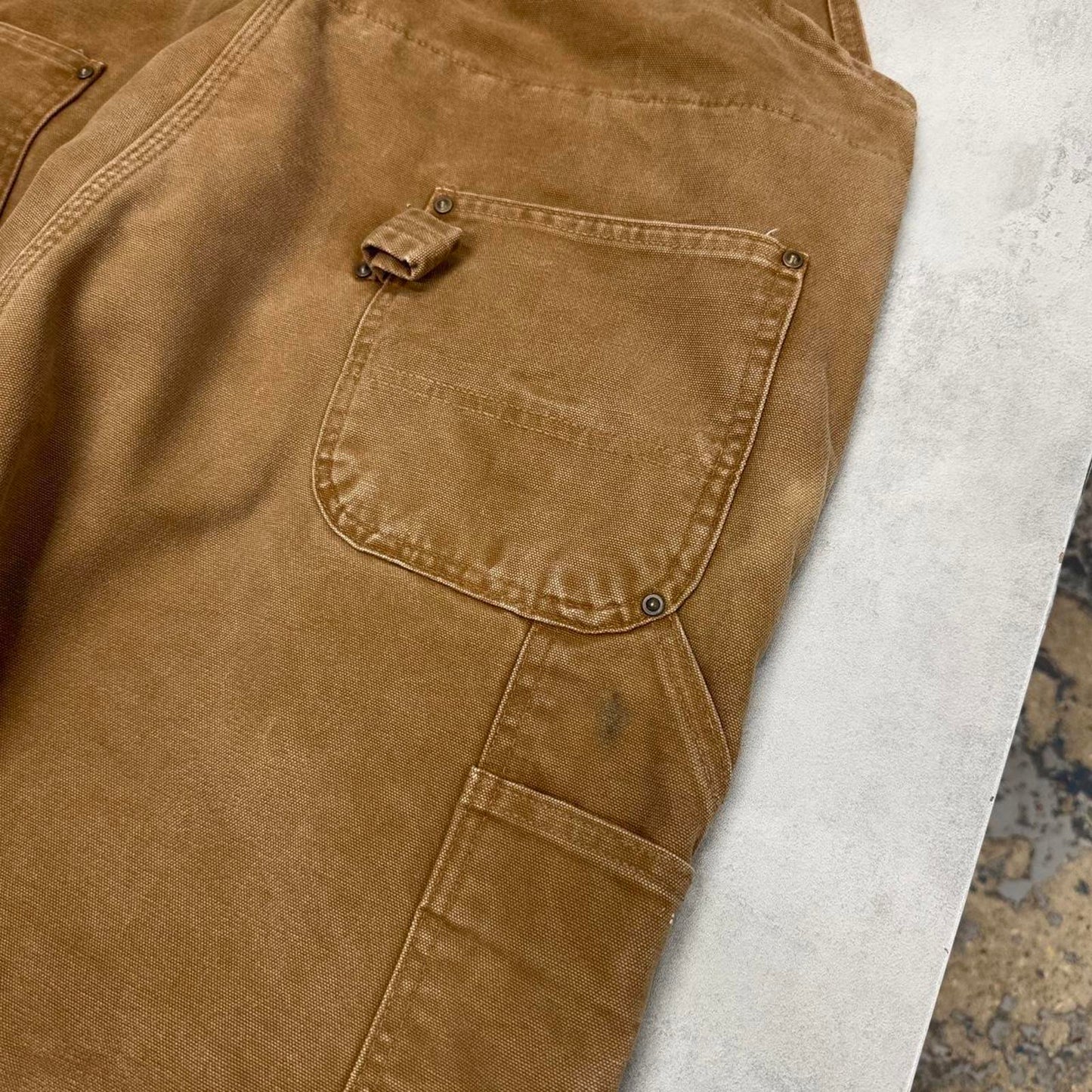 Vintage Carhartt dungarees W44L40 mens canvas overalls tan utility worker