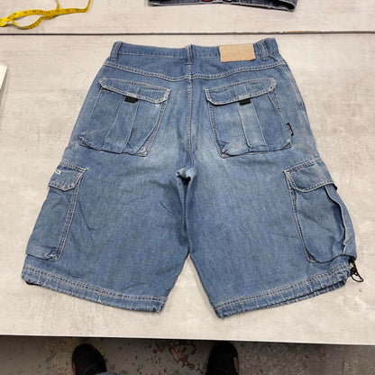 Baggy Karl Kani denim cargo shorts W32 wide leg cargo 90s skater jorts utility