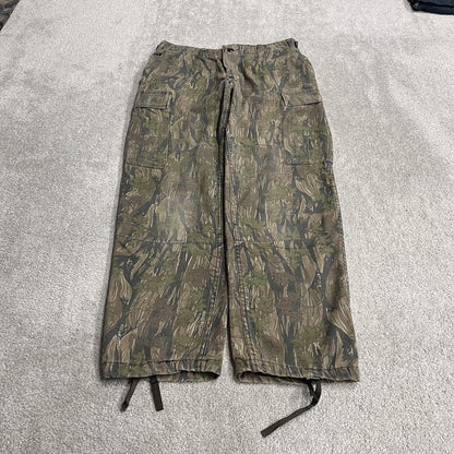 USA camo cargo pants Y2K Small green Thick Smokey Branch camouflage hunting utility trousers