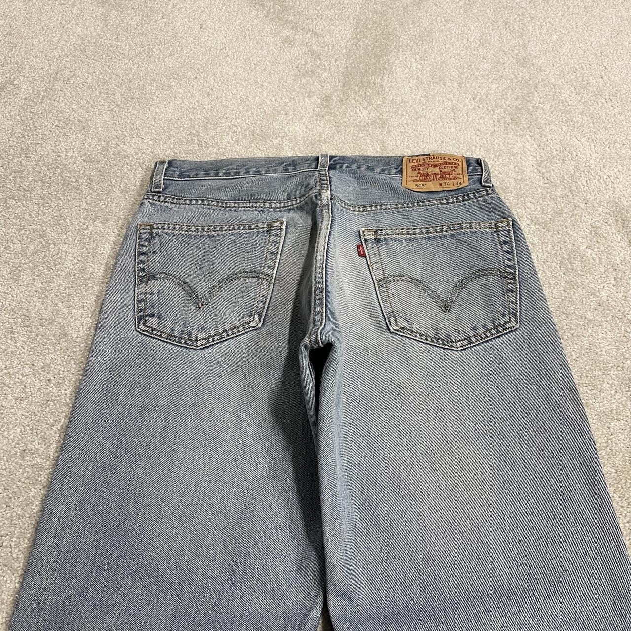 Y2K levi’s 505 jeans W34L34 straight leg washed blue Straight fit 5 pocket pants red tab logo