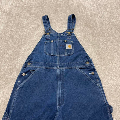 Carhartt denim dungarees y2k blue overalls loose festival / skate wear bib & brace utility workwear