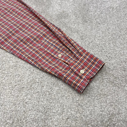Y2K CHAPS checkered plaid shirt red long sleeve check button down embroidered logo
