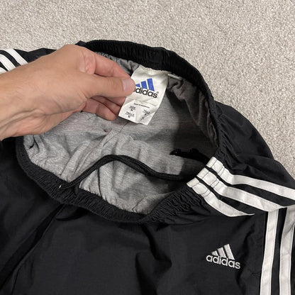 Y2K Adidas tracksuit bottoms black Medium Embroidered side stripe lined track pants