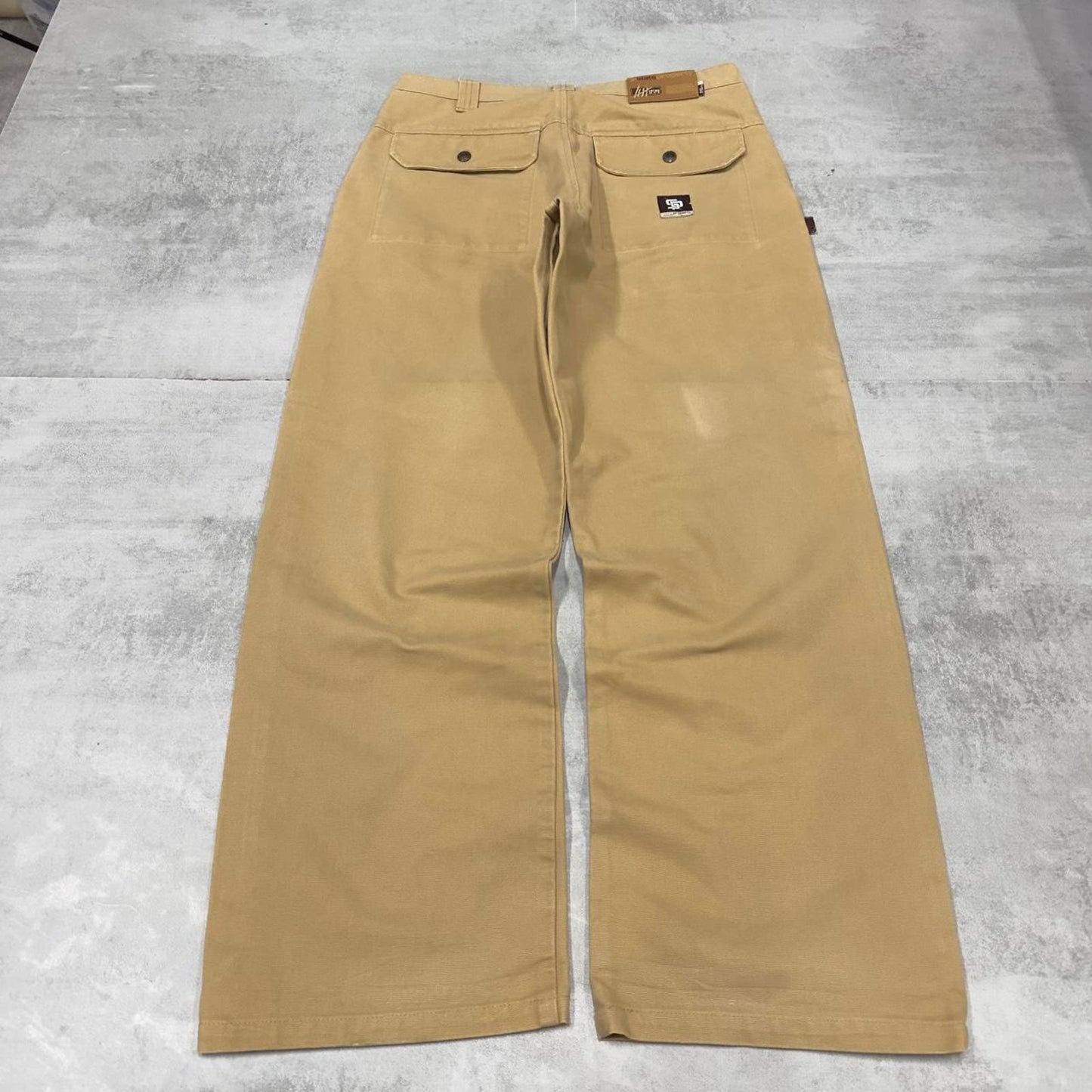 Y2K baggy jeans State Property W36L32 tan wide leg 90s skater style jeans casual streetwear autumn