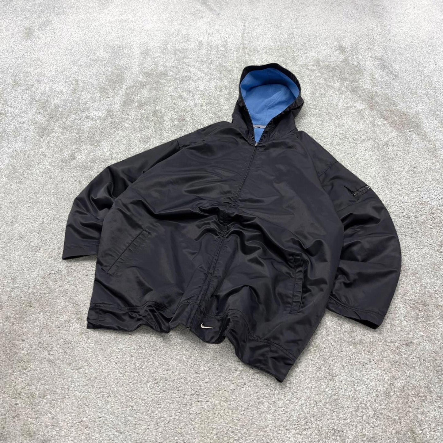 00s Nike reversible jacket y2k style XXL men's black blue full zip hooded windbreaker coat technical