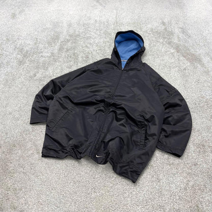 00s Nike reversible jacket y2k style XXL men's black blue full zip hooded windbreaker coat technical