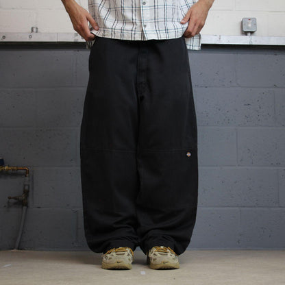 Baggy Dickies double knee carpenter pants faded black Loose twill chino style skate work trousers