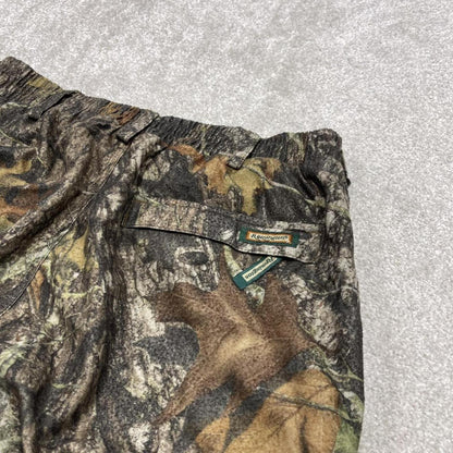 Vintage baggy camo cargo pants green Remington Mossy Oak tree camouflage fleece cargos