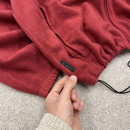 Y2K Columbia technical fleece red XXL Full zip up boxy fit fleece adjustable toggle waist