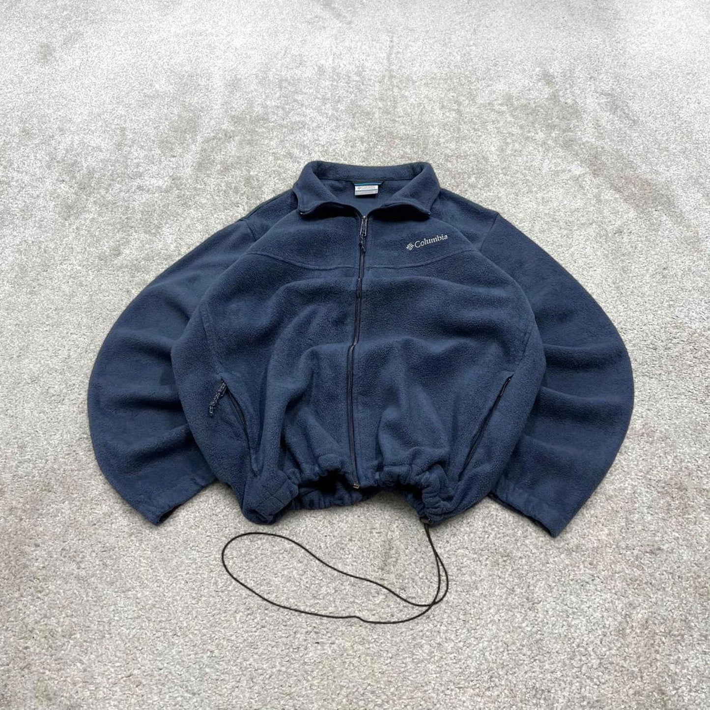 00s Columbia technical fleece XL men's navy full zip up y2k style autumn adjustable waist