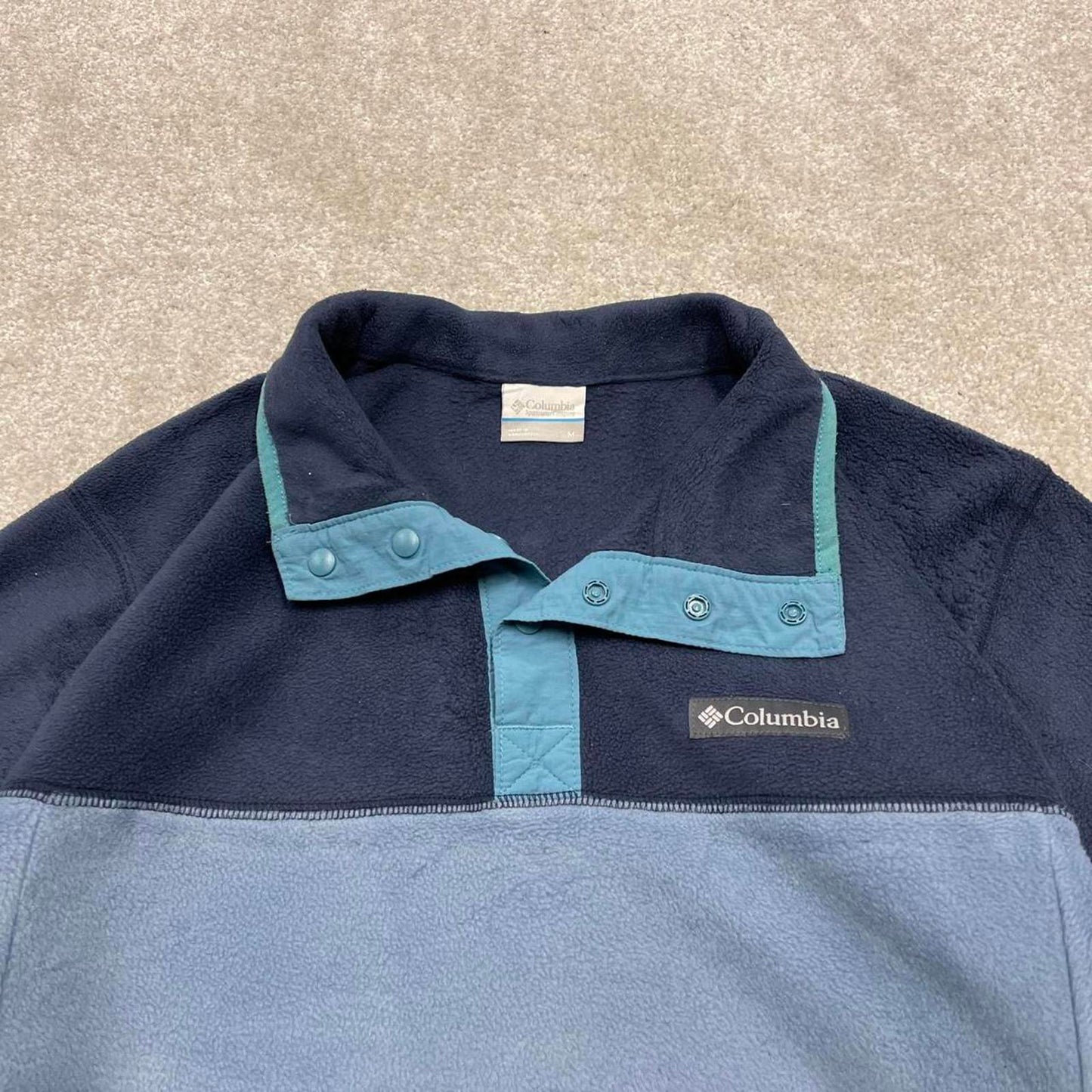 00s Columbia technical fleece M men's blue snap t y2k style autumn pull over casual