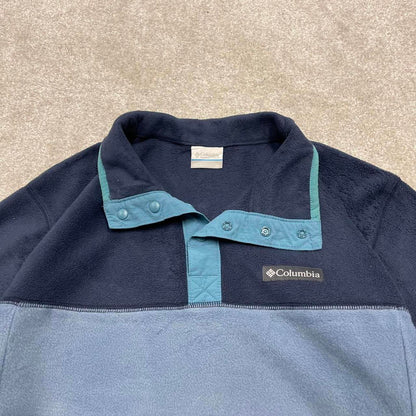 00s Columbia technical fleece M men's blue snap t y2k style autumn pull over casual