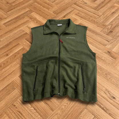 Columbia y2k fleece gilet green mens large full zip autumn vest