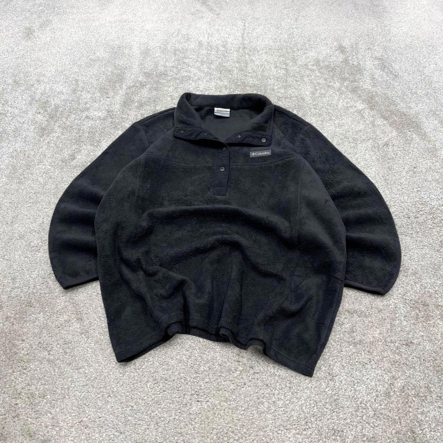 00s Columbia technical fleece XXL women's black snap t y2k style autumn adjustable waist