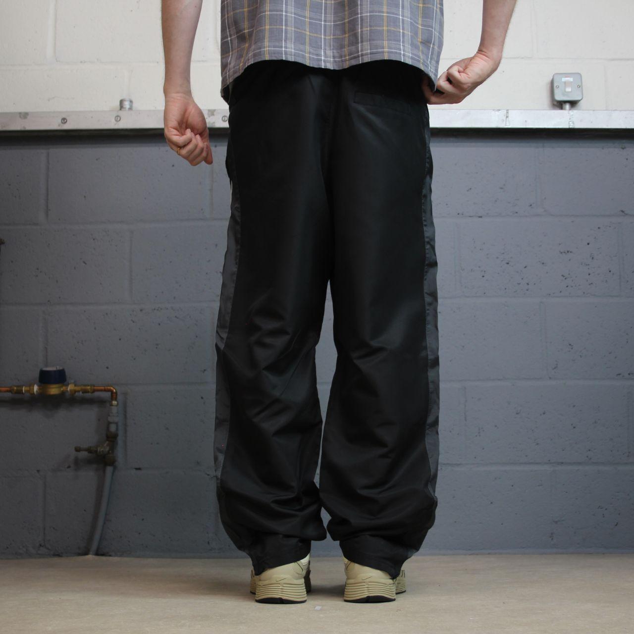 Y2K Starter tracksuit bottoms loose black Small mesh lined side stripe drawstring track pants